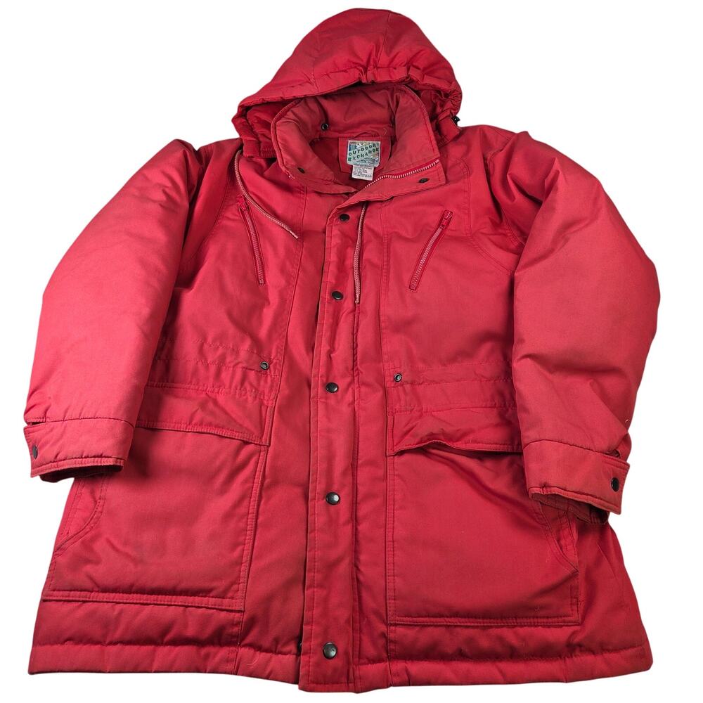 Outdoor Exchange Vintage Down Jacket Detachable Hood Taiwan Mens L